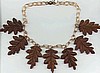 BN22 wood oak leaf necklace